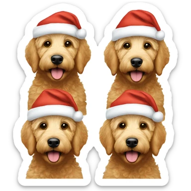 Golden doodle wearing a Santa hat  sticker