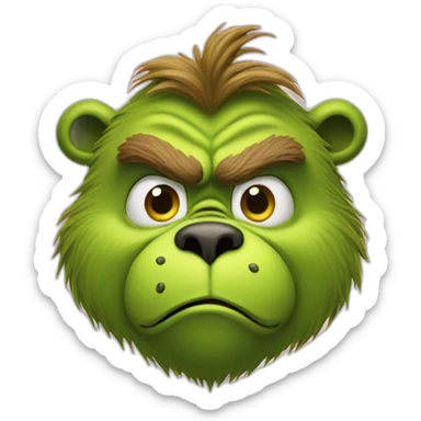the grinch as a grizzly bear head sticker