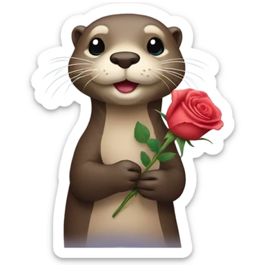 Otter holding a rose sticker