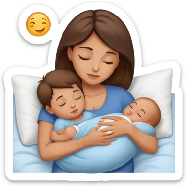 Light brunette fit mom forcing baby boy to go to sleep sticker