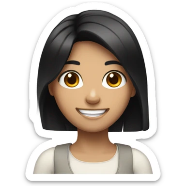 Smiling Girl black hair raising arms  sticker