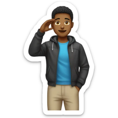 Young man casual outfot saluting sticker