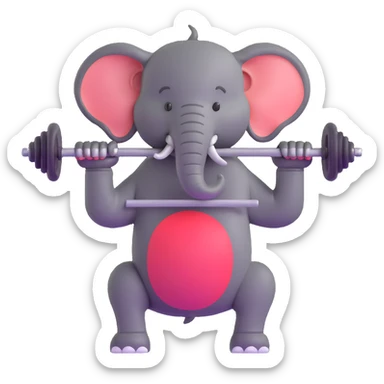 elephant lifting a barbell sticker