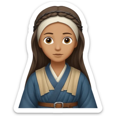 Jerusalem innkeeper in historical attire, robe, belt, hair uncovered, no headscarf, hijab, or religious symbols sticker