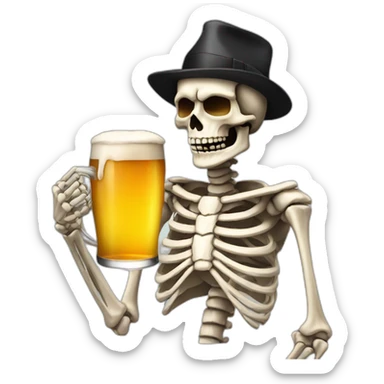 Skeleton with a beer sticker