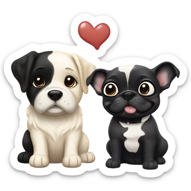 English cream golden retriever and an oreo colored frenchie as best friends sticker