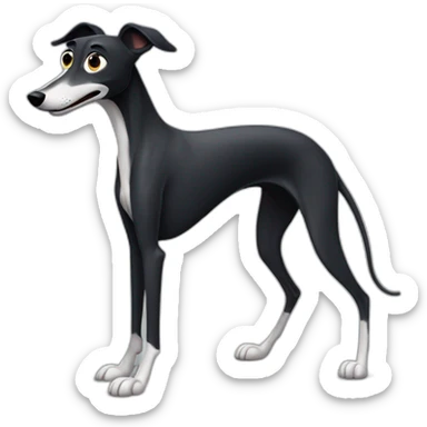 Black Greyhound Pixar style sticker