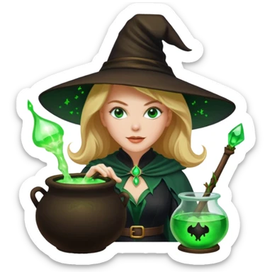 Nicole Kidman making green glowing potion in witch costume sticker