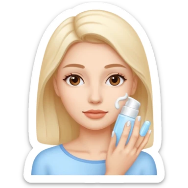 a female moisturising her face sticker