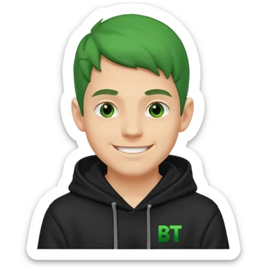 Create an avatar of white european male in hoodie with ``BST`` letters on it/ make him look like grinch sticker