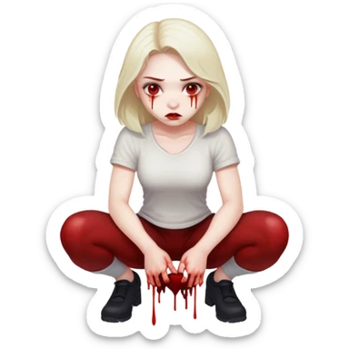 Blood naked girl squatting sfw sticker