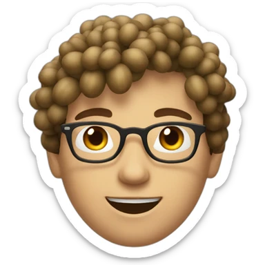 Brown-haired, bitter, bespectacled young man throwing grapes sticker