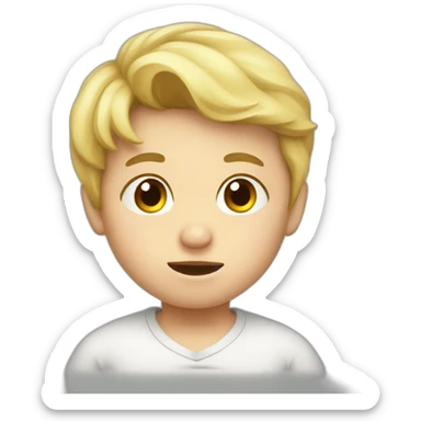 A blond toddler boy sick sticker