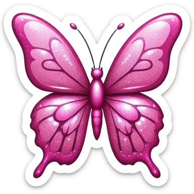 pink glitter butterfly  sticker