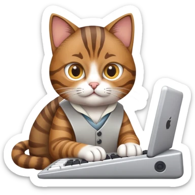 cat software developer with keyboard sticker
