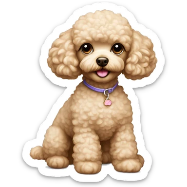 Toy poodle cream sticker