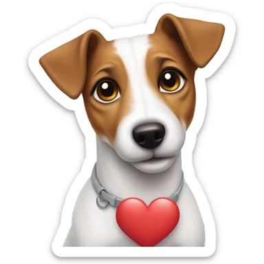Jack Russel with a heart on her head sticker