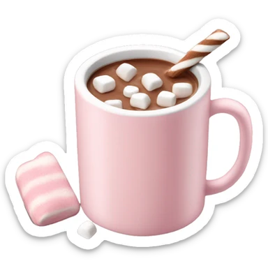 Light Pink mug of hot chocolate with marshmallows  sticker