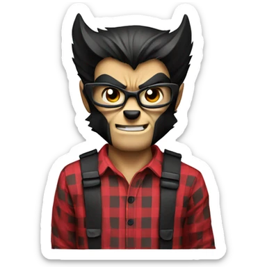 wolverine in a checkered red and black shirt sticker