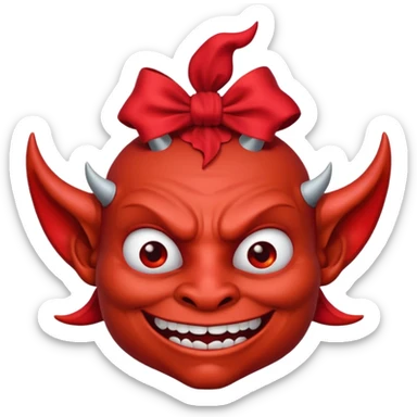 Funny smirking devil with bow on head  sticker