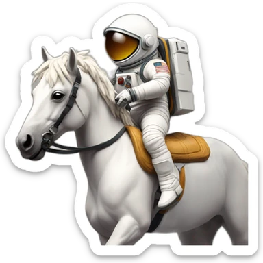 Astronaut with helmet shut riding a wild horse sticker
