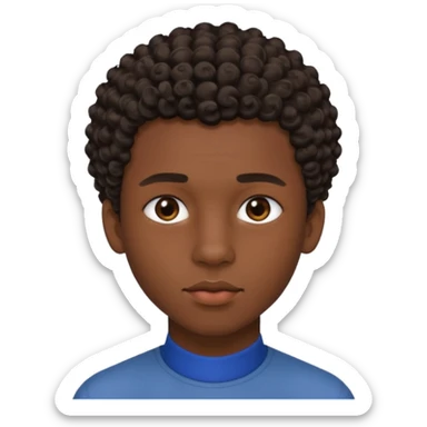 Une homme de 17 ans il a la peau noir foncé , des lèvres pulpeuses  . Il a un taper bouclé  mais que au dessus car les cheveux ont un taper et des contours  sticker