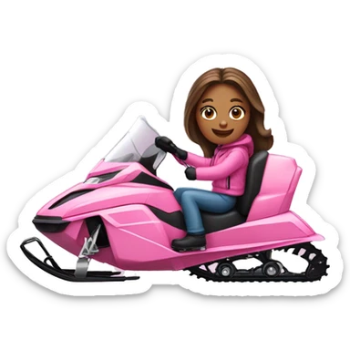 Girl sitting on a pink snowmobile sticker