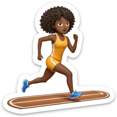 Treino de corrida mulher morena de cabelos cacheados caindo nas costas sticker