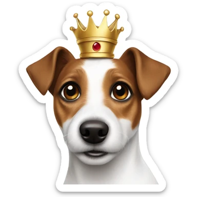 One brown spot eyed Jack Russell terrier with crown on  sticker