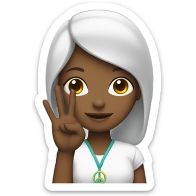 Girl with a peace sign hand  sticker