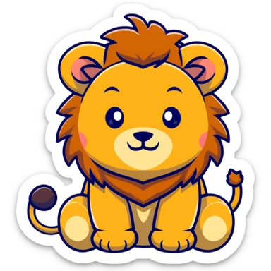 baby lion with fluffy mane sticker