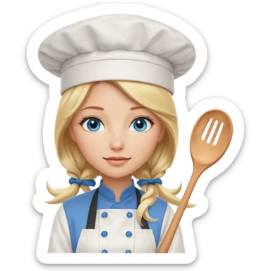Sexy Long Blonde hair blue eyed female chef sticker