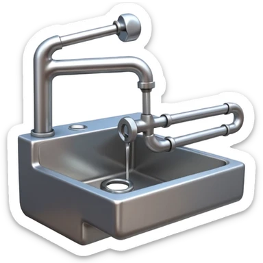 3D illustration of a metal wrench tightening a pipe under a sink, clean Pixar-like 3D style, soft shadows, simple background, plumbing tool focus, vibrant but not exaggerated

 sticker