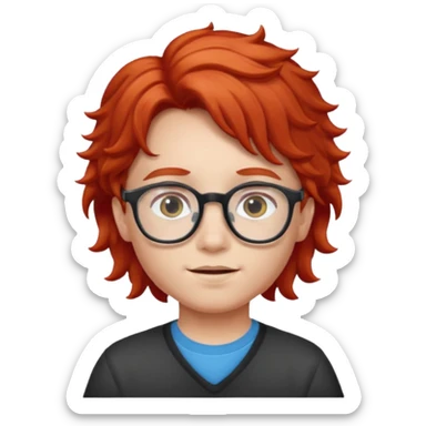 red wavy haired kid with glasses sticker