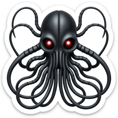 intertwined black wires forming a Giger-inspired creature, dark, surreal sticker