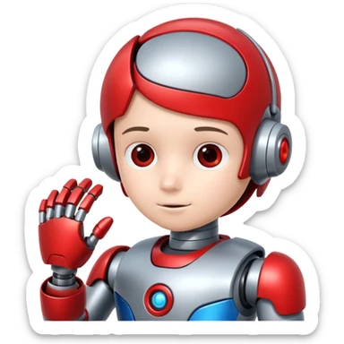 the kid play with him robot sticker