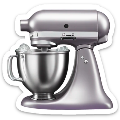 Realistic silver and light purple  kitchenaid mixer decorated with white shiny sparkly diamonds. sticker