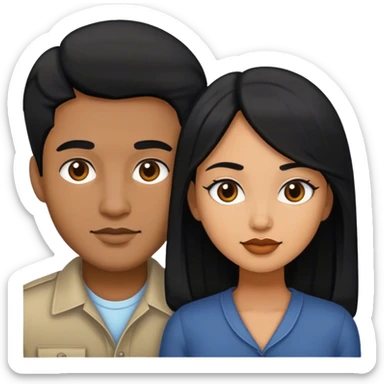 Couple with medium shade skin and black hair sticker
