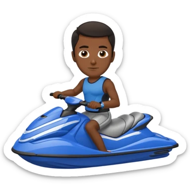 Dark male dark make on a blue jet ski no sunglasses sticker
