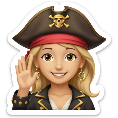 cute pirate girl saluting sticker