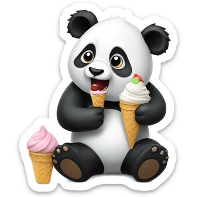 Panda eating ice cream sticker