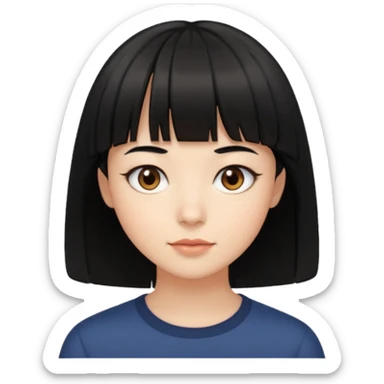 Siyah saçlı Açık tenli kısa orta saçlı kahküllü açık kahve göz sticker