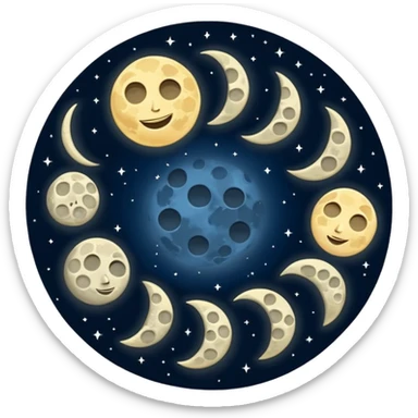 Moon Phases in a single picture  sticker
