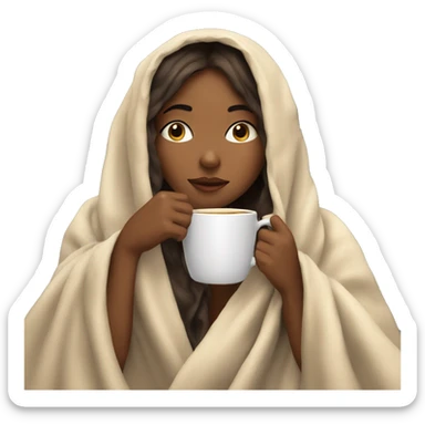 Girl inside a blanket sipping coffee eyes closed sticker