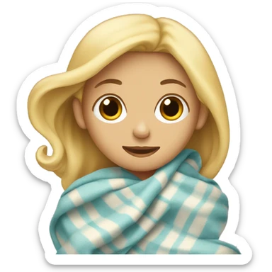  blonde girl wrapped in a blanket sticker