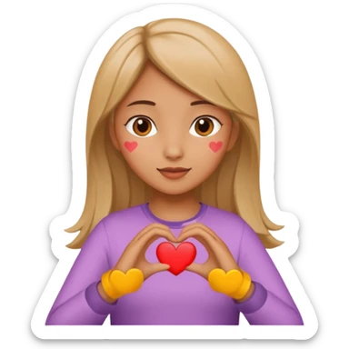 girl hand gesturing a heart sticker