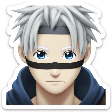 white hair, blue eyes, with blindfold, from Jujutsu Kaisen, sticker