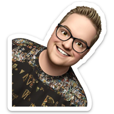 smiling boy with glasses sticker