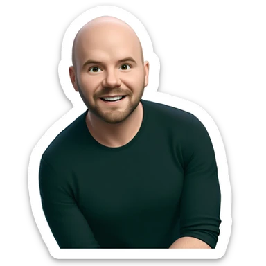 bald man in black shirt sticker