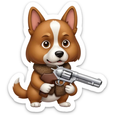 Dog wearing a gun  sticker